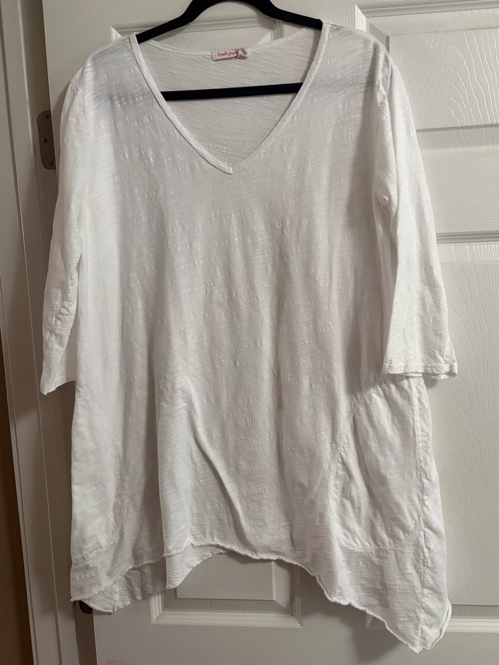 Fresh Produce short sleeve blouse top pockets minimalist neutral lagenlook L